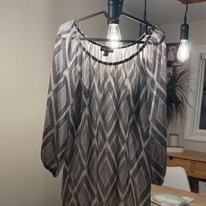 AB Studio Black and Gray Geometric Blouse